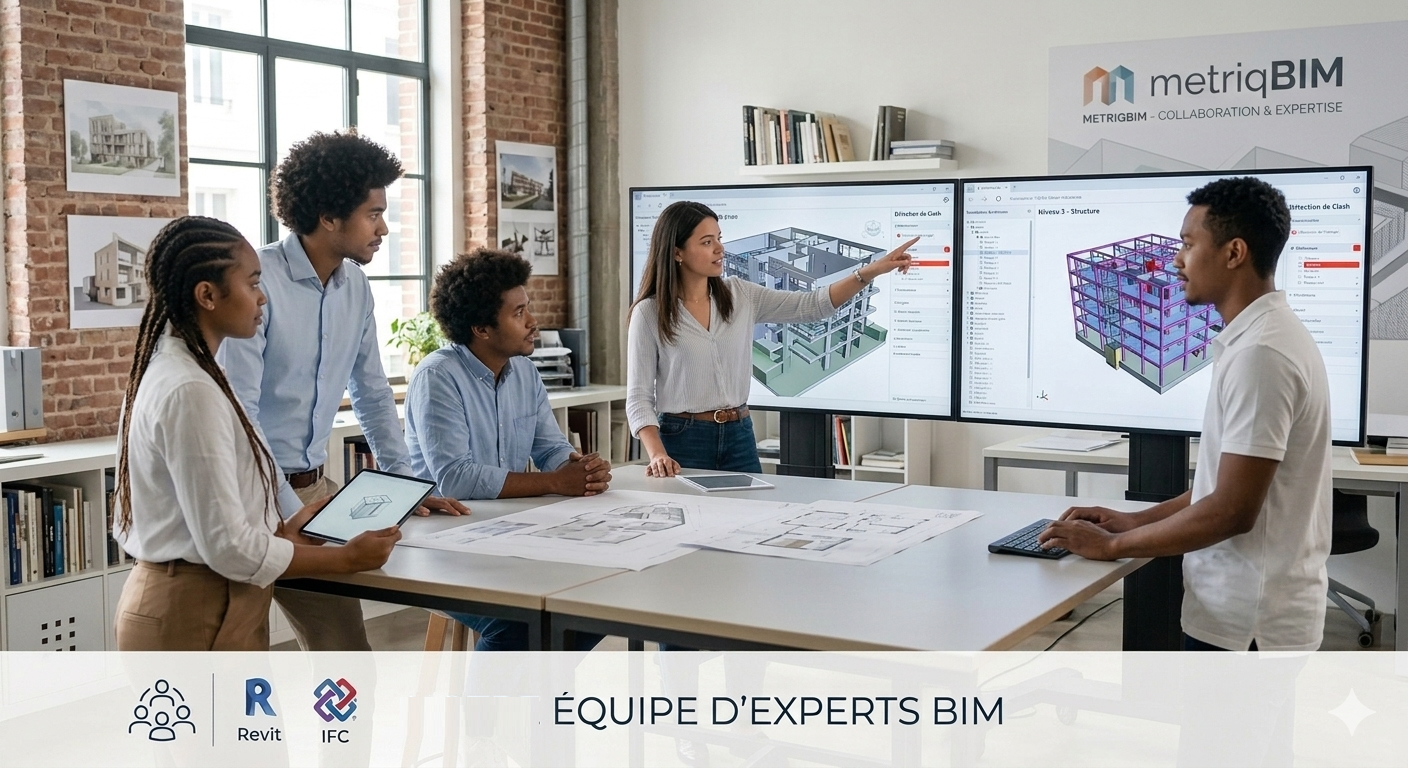 Équipe metriqBIM travaillant sur une maquette numérique BIM